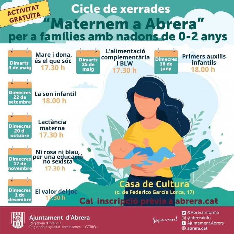 Cicle de xerrades 'Maternem a Abrera' per a famílies amb nadons de 0-2 anys