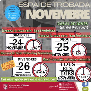 activitats del mes de novembre del Casal de Joves