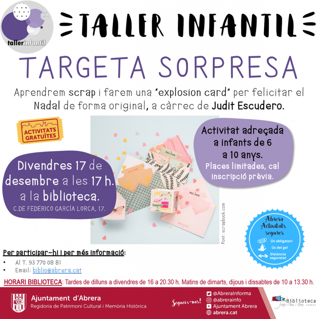 Activitats Biblioteca Josep Roca i Bros Desembre 2021 - Taller Nadal infantil