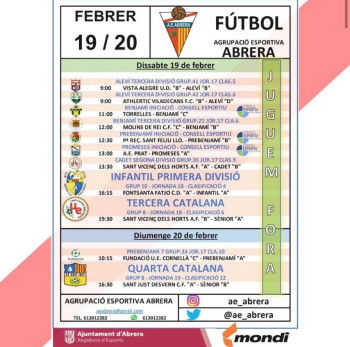 Agrupació Esportiva Abrera -Calendari partits dissabte 19 i diumenge 20 de febrer de 2022 - A fora.jpeg
