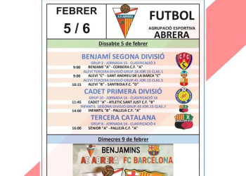 Agrupació Esportiva Abrera - Calendari partits dissabte 5 i diumenge 6 de febrer de 2022 - A casa