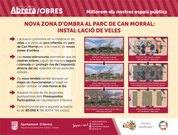 Instal·lem veles per a la creació d’una nova zona d’ombres al Parc de Can Morral d'Abrera