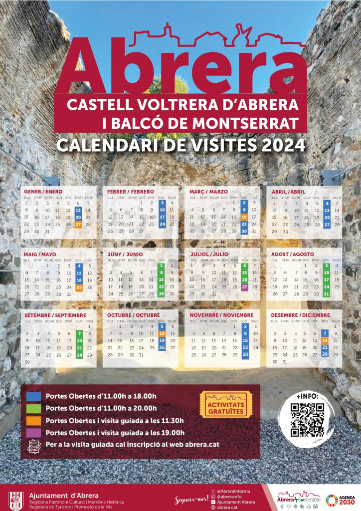 Calendari de portes obertes i visites guiades al Castell de Voltrera i Balcó de Montserrat pel 2024