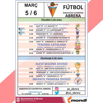 Calendari partits AE Abrera dissabte 5 i diumenge 6 de març de 2022 - A casa.jpg