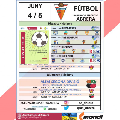 Calendari partits Agrupació Esportiva Abrera cap de setmana 4 i 5 de juny - A casa.jpg
