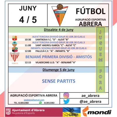 Calendari partits Agrupació Esportiva Abrera cap de setmana 4 i 5 de juny - A fora.jpg
