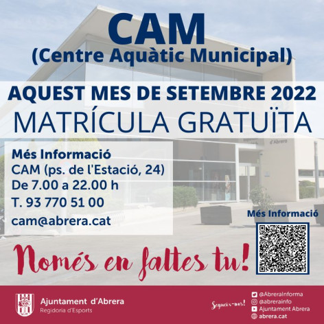 Matrícula gratuïta setembre 2022 - CAM