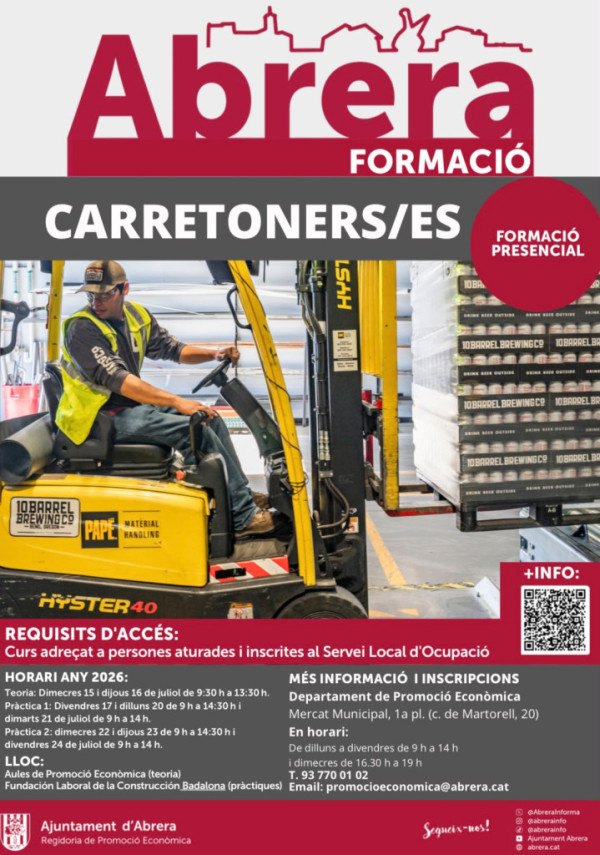 Cartell curs Conducció de carretons juliol 2026