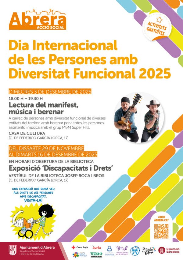 A Abrera commemorem el Dia de les Persones amb Diversitat Funcional amb l'Exposició 'Discapacitats i Drets', la lectura del manifest, música i berenar