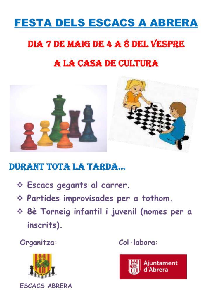 Cartell Festa dels Escacs de l'Associació Escacs d'Abrera - 7 de maig de 2022