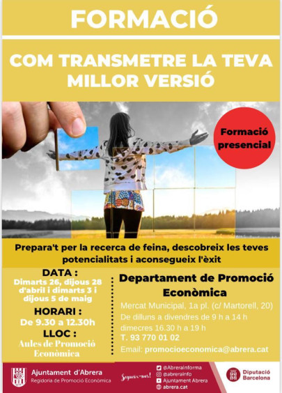 Cartell formació Com transmetre la teva millor versió - Inici dimarts 26 d'abril.jpeg