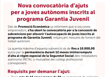 Atenció, jove emprenedor/a! Fem diusió de la nova convocatòria d'ajuts del programa de Garantia Juvenil