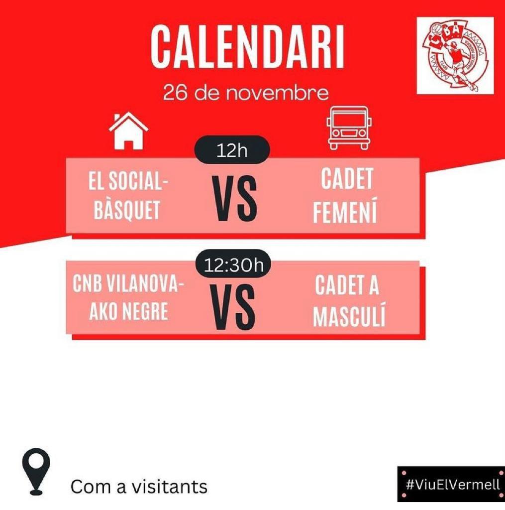 Club Bàsquet Abrera - Calendari partits dissabte 26 novembre 2022 - AFORA