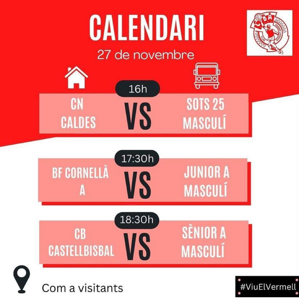 Club Bàsquet Abrera - Calendari partits diumenge 27 novembre 2022 - AFORA