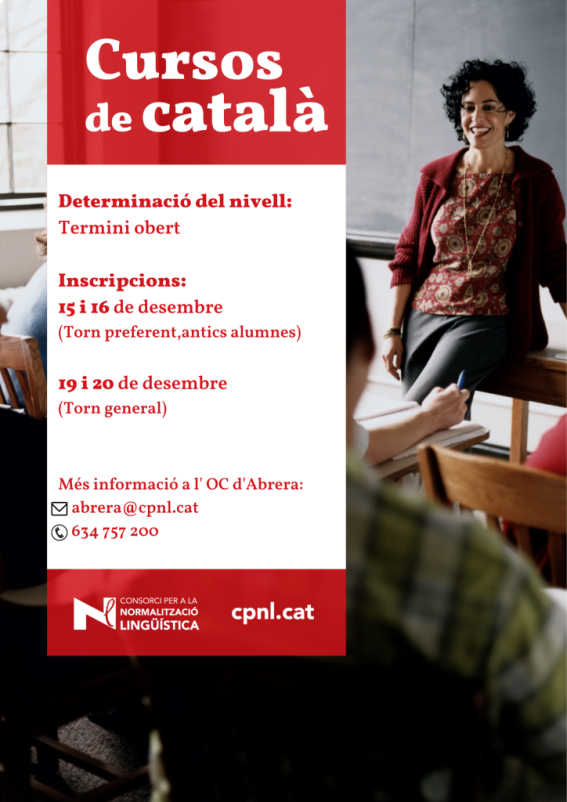 Des de l'Oficina de Català d'Abrera, s'obre el termini d’inscripció per als cursos del 2n trimestre que s'impartiran al nostre municipi