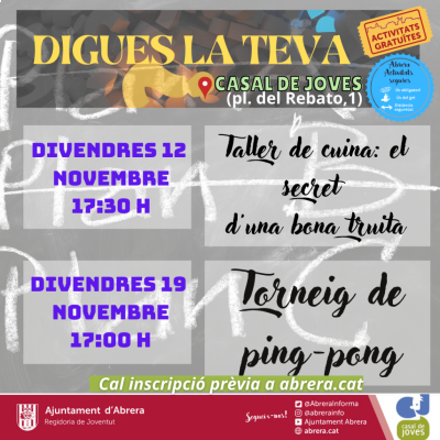 activitats del mes de novembre del Casal de Joves