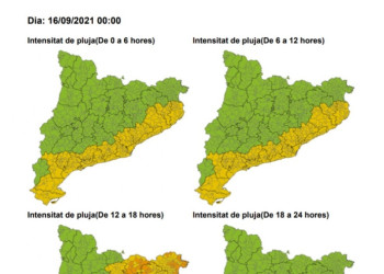 Previsió de fortes pluges. Dijous 16 de setembre de 2021