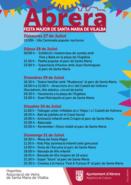 Programa de la Festa Major de Santa Maria