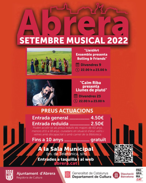 Cartell de la nova edició del cicle Setembre Musical d’Abrera 2022