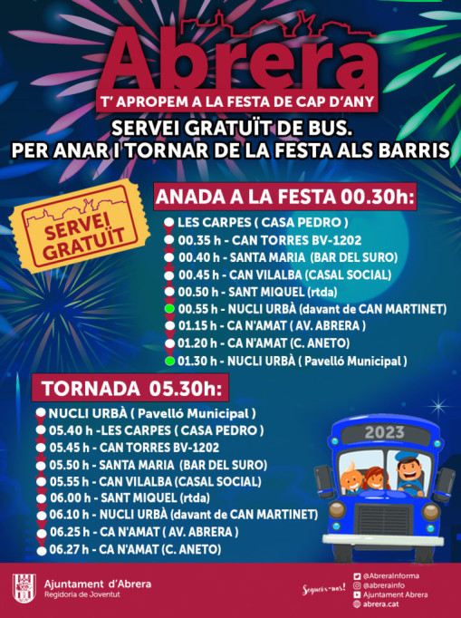 Servei de Bus Urbà durant la nit de Cap d'Any