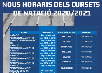 Nous cursets natació 2020-2021 02