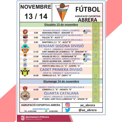 Partits Agrupació Esportiva Abrera dissabte 13 i diumenge 14 novembre - A Fora.jpg
