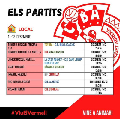 Partits Club Bàsquet Abrera del cap de setmana del dissate 11 i diumenge 12 de desembre - Local.jpeg