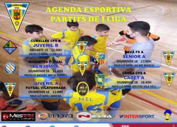Calendari partits Club Esportiu Futsal Abrera del cap de setmana del 15 i 16 de maig de 2021
