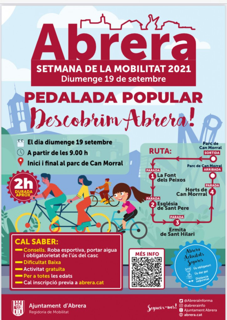 Cartell pedalada popular del diumenge 19-09-21 dins la Setmana de la Mobilitat 2021