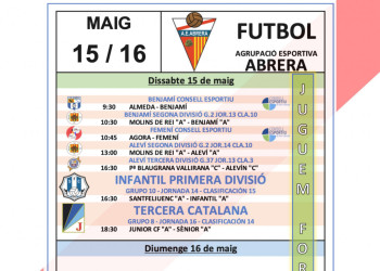 Partits AE Abrera cap de setmana 15 i 16 de maig de 2021 - Fòra de casa