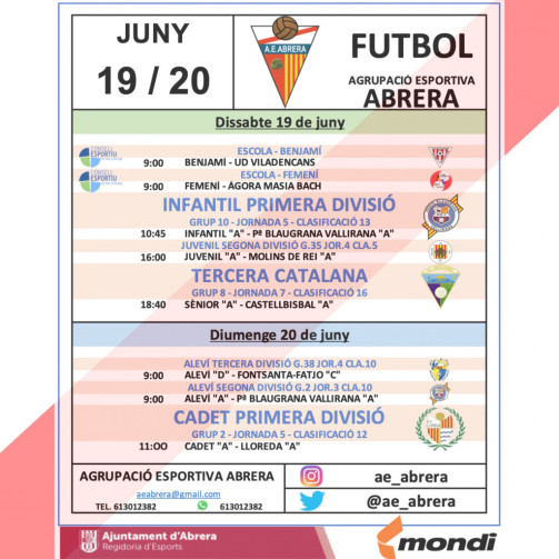 Partits AE Abrera 19 i 20 de juny - A casa