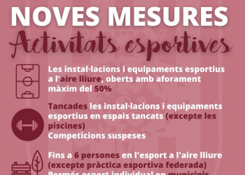 Noves mesures per la contenció de la Covid-19. Activitats esportives