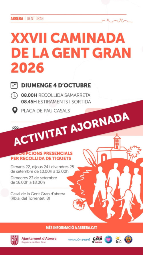 Caminada de la Gent Gran 2026 - Nova data: diumenge 25 d'octubre