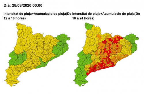 Avís per fortes pluges que poden afectar Abrera 28.08.20