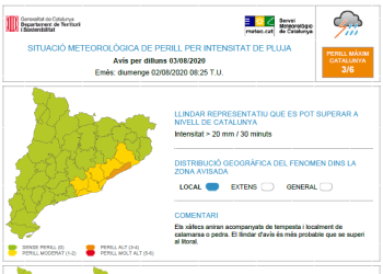 avís de fortes pluges que podrien afectar Abrera. 03.08