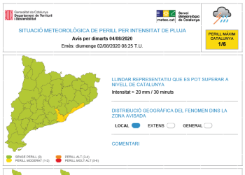 avís de fortes pluges que podrien afectar Abrera. 04.08