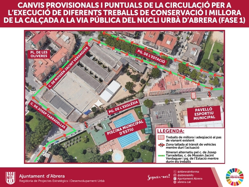 Aquesta setmana encetem els treballs als passos elevats del Centre Aquàtic Municipal, al Passeig de l’Estació i davant de l’Ajuntament