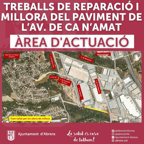 Treballs de reparació i millora del paviment de l'avinguda de Ca n'Amat