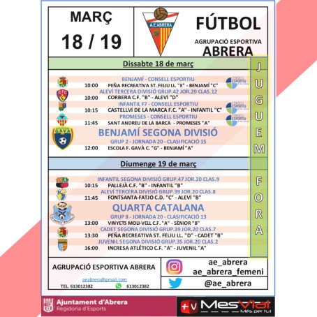 Competicions esportives - AE Abrera 18 i 19.03.23. FÒRA