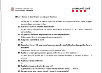 Preguntes sobre les restriccions d'activitats per la contenció i prevenció del coronavirus SARS-COV-2 - 19.03.20 19h