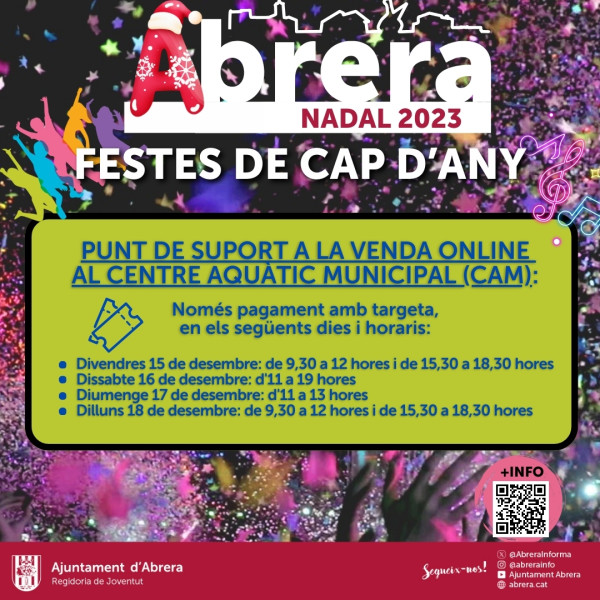 Suport venda entrades Festes Cap d'Any 2023 al CAM