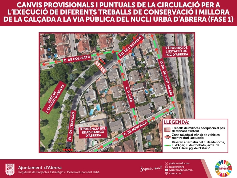 Aquesta setmana encetem els treballs als passos elevats del Centre Aquàtic Municipal, al Passeig de l’Estació i davant de l’Ajuntament