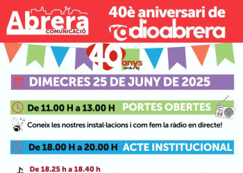 Dimecres 25 de juny de 2025 celebrem el 40è aniversari de Ràdio Abrera!