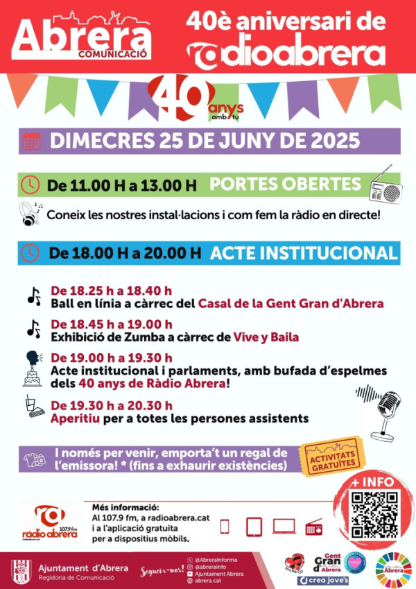 Dimecres 25 de juny de 2025 celebrem el 40è aniversari de Ràdio Abrera!