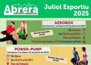 A Abrera, aquest estiu ens movem i fem esport! Vine a gaudir de les diferents propostes esportives en el marc del Juliol Esportiu d'Abrera 2025!
