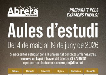 Necessites un espai tranquil per preparar exàmens? Ja tens disponibles les aules d’estudi del dilluns 4 de maig al divendres 19 de juny de 2026!