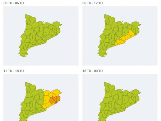 Alerta pluges Servei Meteorològic de Catalunya dimecres 4 d'agost