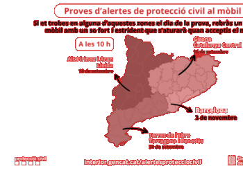 Protecció Civil farà una prova del sistema d'alertes als telèfons mòbils de les comarques de la Demarcació de Barcelona, com el Baix Llobregat, el dilluns 3 de novembre a les 10 h