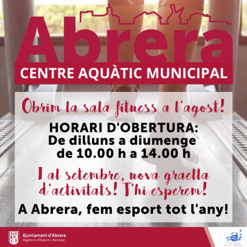 A Abrera, aquest estiu ens movem i fem esport! Aquest mes d'agost posa't en forma a la sala de fitness del CAM!