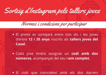 El Casal de Joves d'Abrera organitza un sorteig entre el jovent inscrit als tallers joves “#tallersjovesabrera i #elsjovestambesomresponsables”